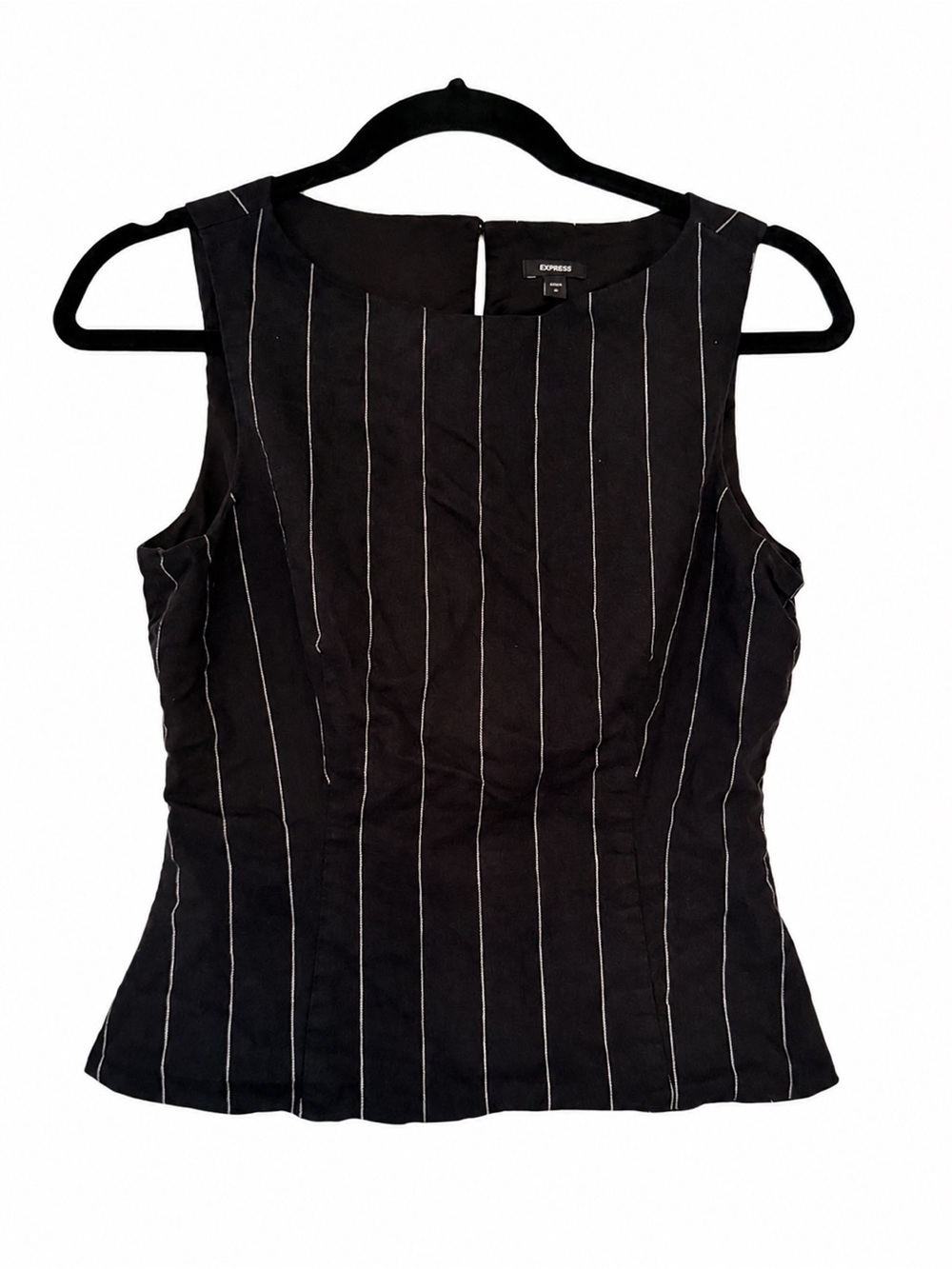 Express Black Pinstripe Sleeveless Shell Top With Shorts. 2 piece Outfit🖤🤍🖤🤍
